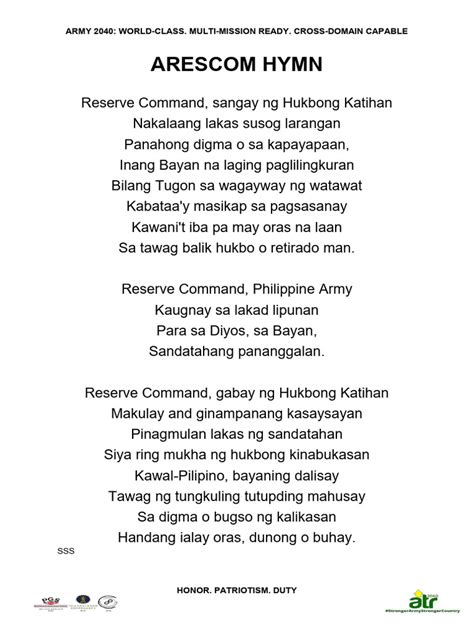 arescom hymn lyrics